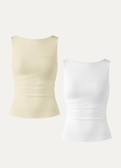 Base Elastic Open Ruched Waist Slimming Back Brami Tank