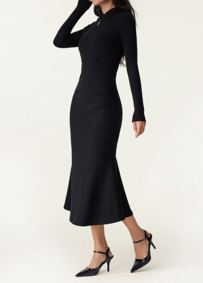 Waisted Slimming Mandarin Collar Mermaid Brami Dress