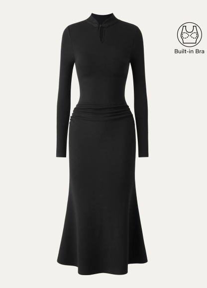 Waisted Slimming Mandarin Collar Mermaid Brami Dress