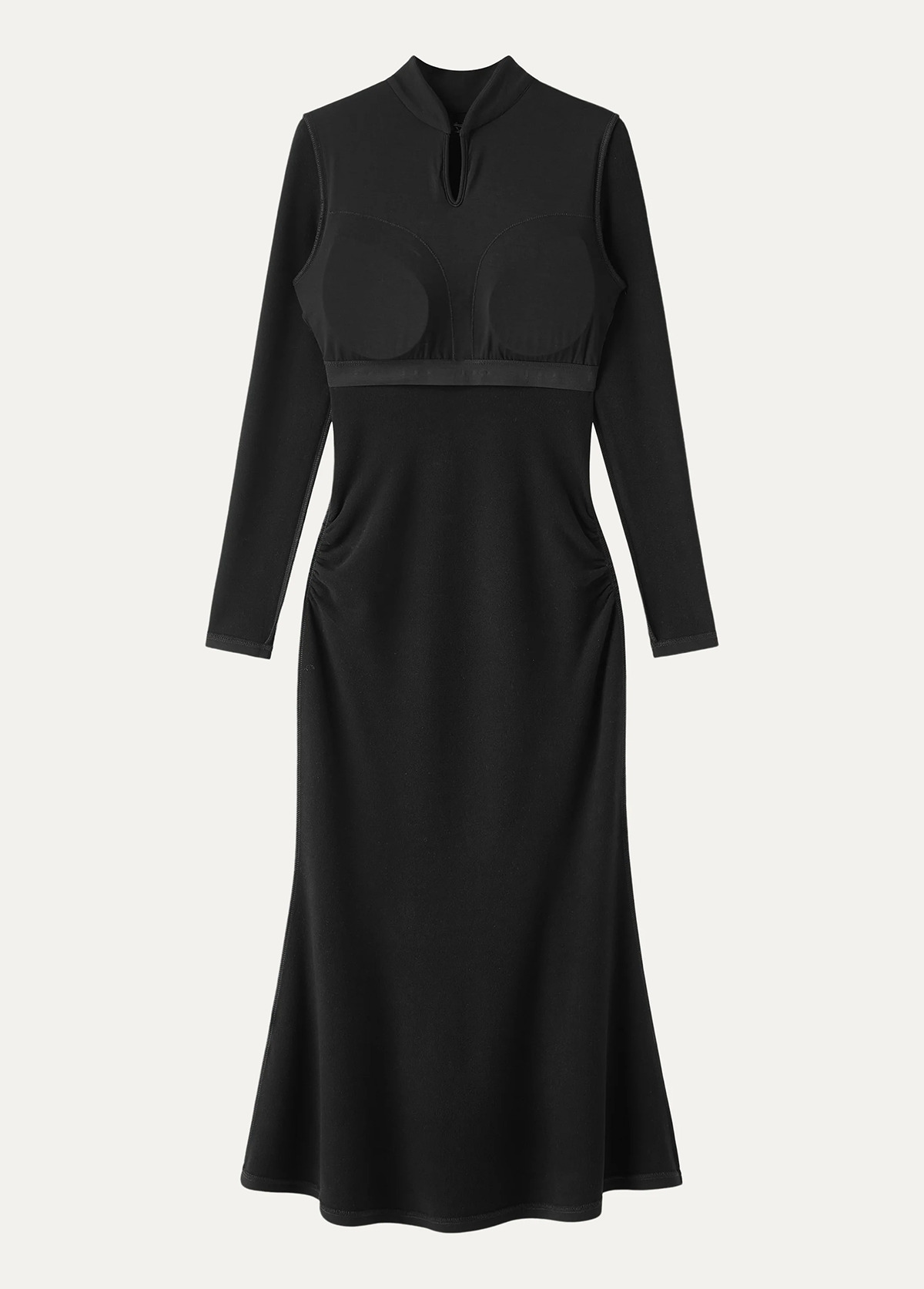 Waisted Slimming Mandarin Collar Mermaid Brami Dress