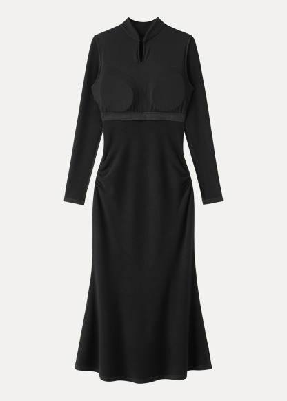 Waisted Slimming Mandarin Collar Mermaid Brami Dress