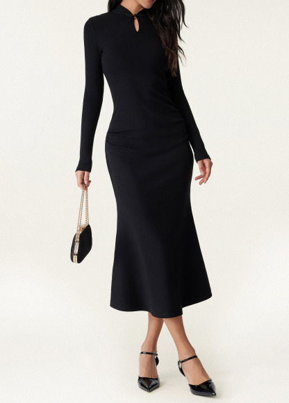 Waisted Slimming Mandarin Collar Mermaid Brami Dress