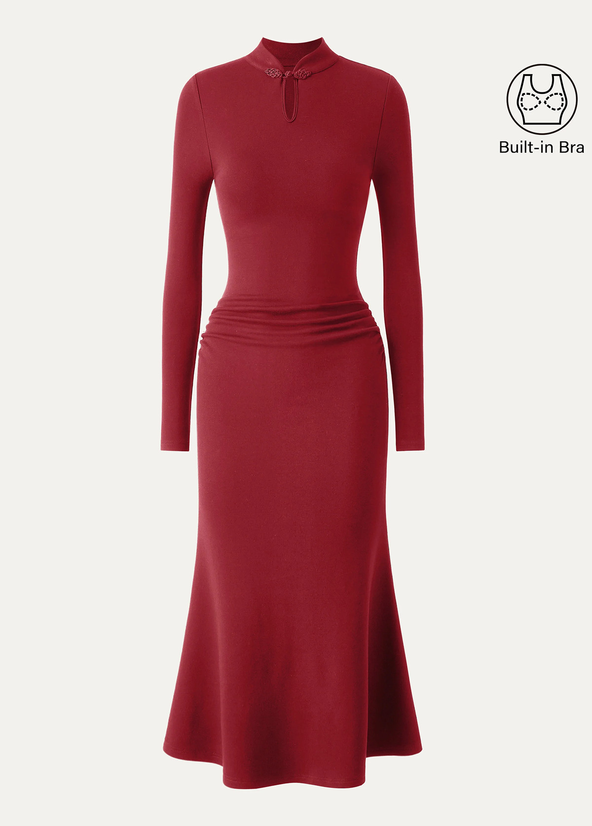 Waisted Slimming Mandarin Collar Mermaid Brami Dress