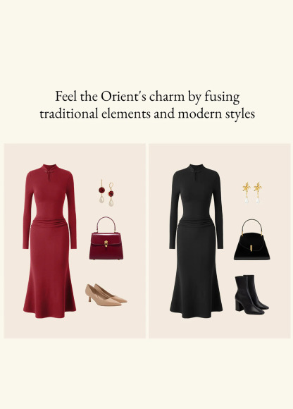 Waisted Slimming Mandarin Collar Mermaid Brami Dress