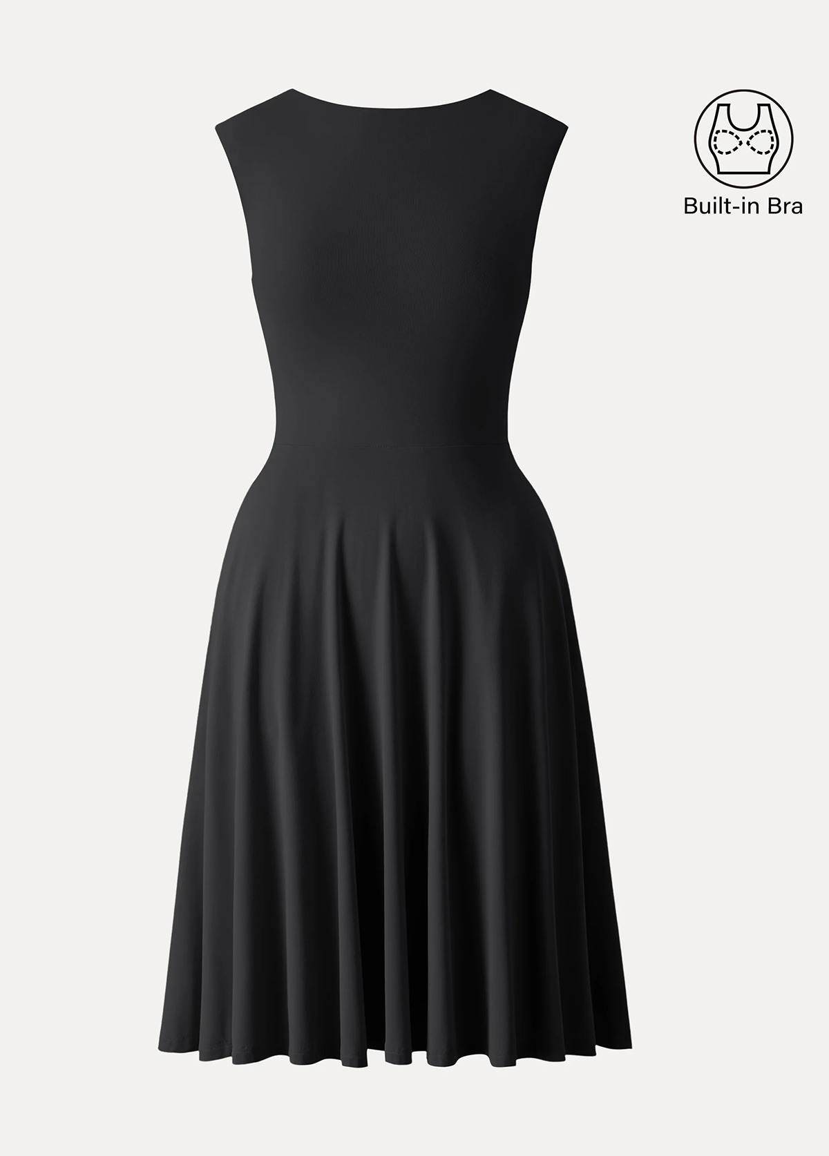 Boat Neck Waisted Slimming Brami Dress With Pockets