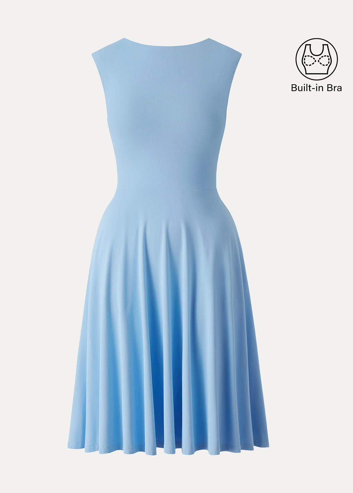 Boat Neck Waisted Slimming Brami Dress With Pockets