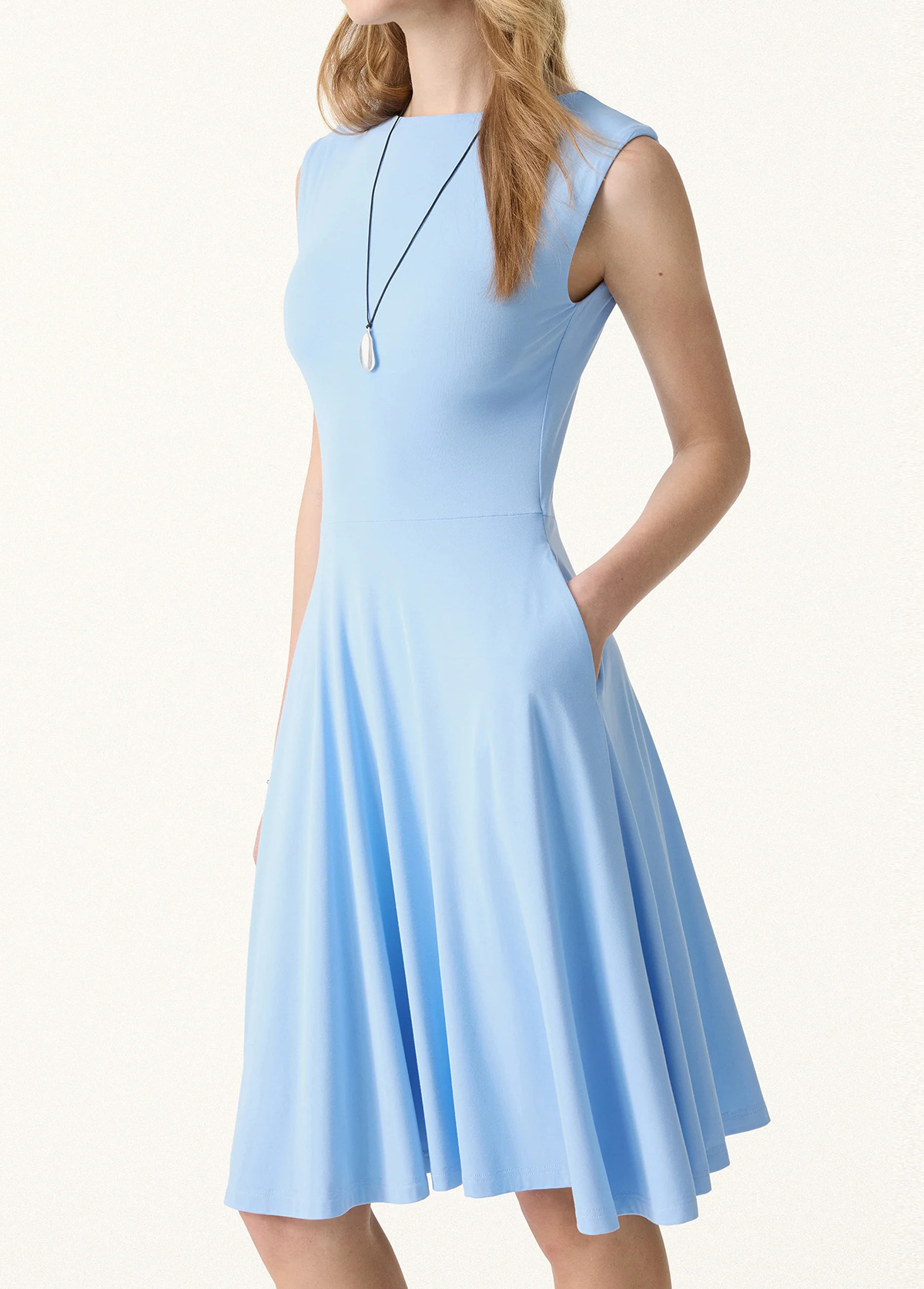 Boat Neck Waisted Slimming Brami Dress With Pockets