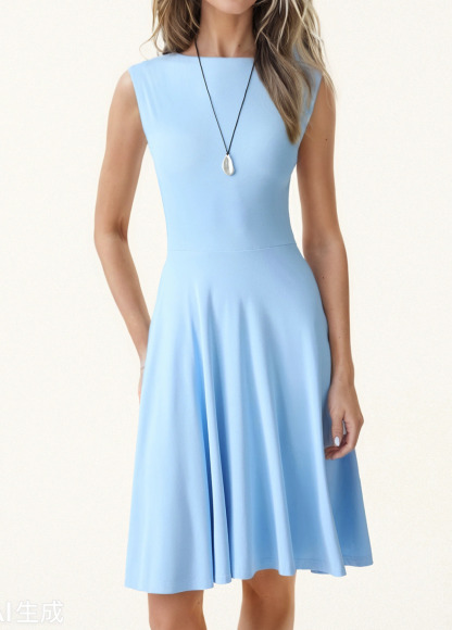 Boat Neck Waisted Slimming Brami Dress With Pockets