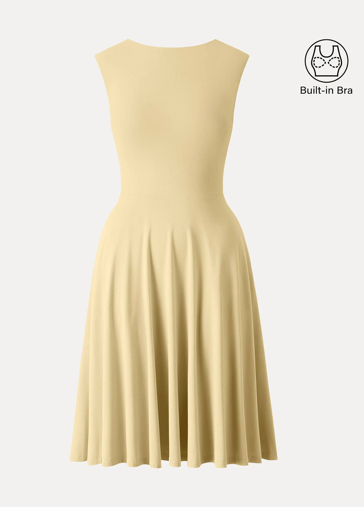 Boat Neck Waisted Slimming Brami Dress With Pockets