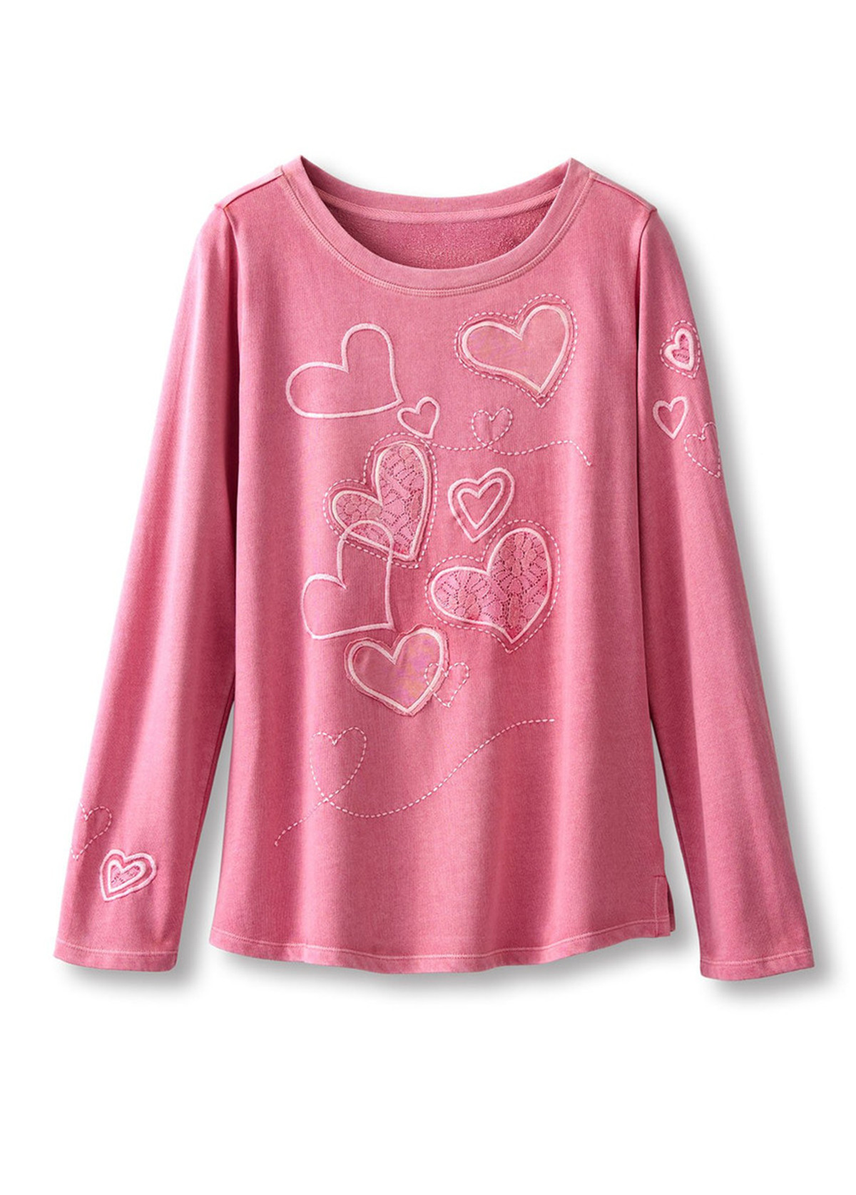 Valentine'S Day Lace Hearts Slimming Terry Tunic