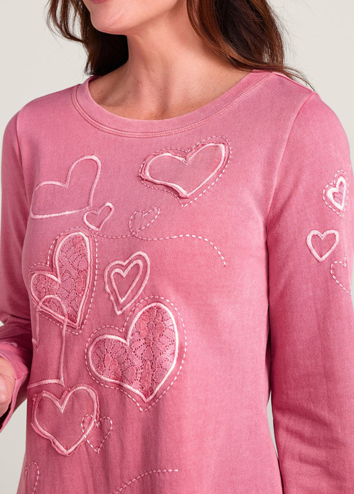 Valentine'S Day Lace Hearts Slimming Terry Tunic
