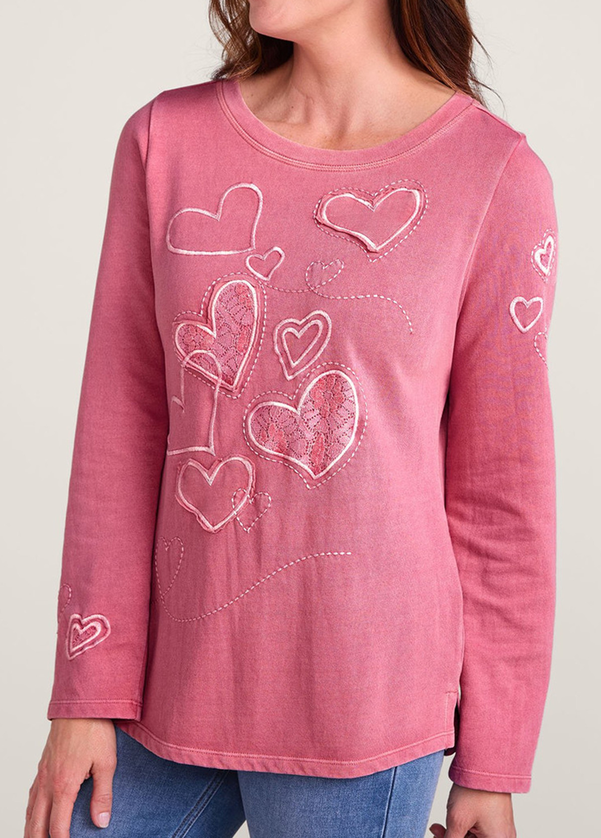 Valentine'S Day Lace Hearts Slimming Terry Tunic