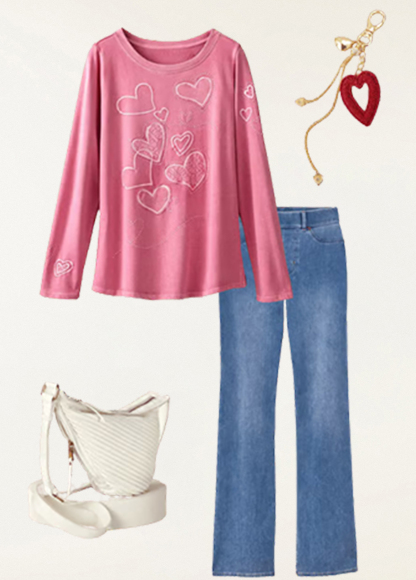 Valentine'S Day Lace Hearts Slimming Terry Tunic