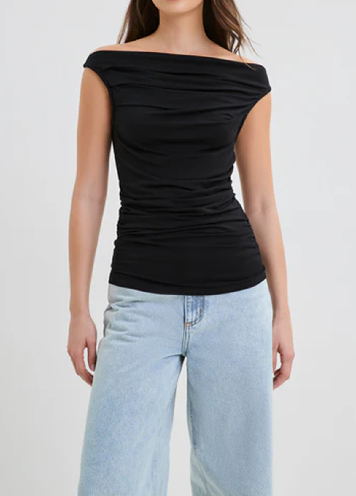 Modern Elasticity Waisted Slimming Pleated Sleeveless Top