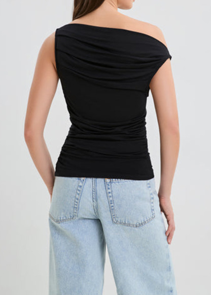 Modern Elasticity Waisted Slimming Pleated Sleeveless Top