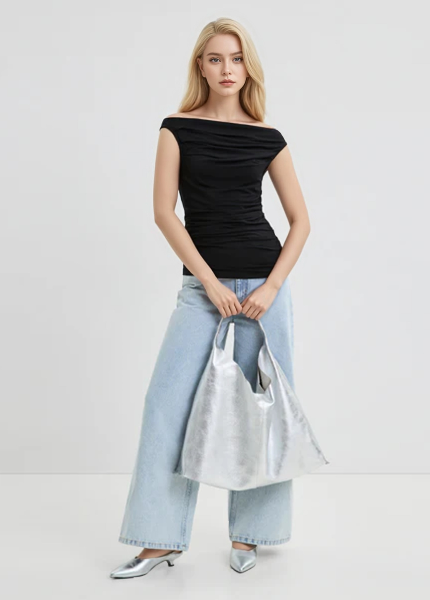 Modern Elasticity Waisted Slimming Pleated Sleeveless Top