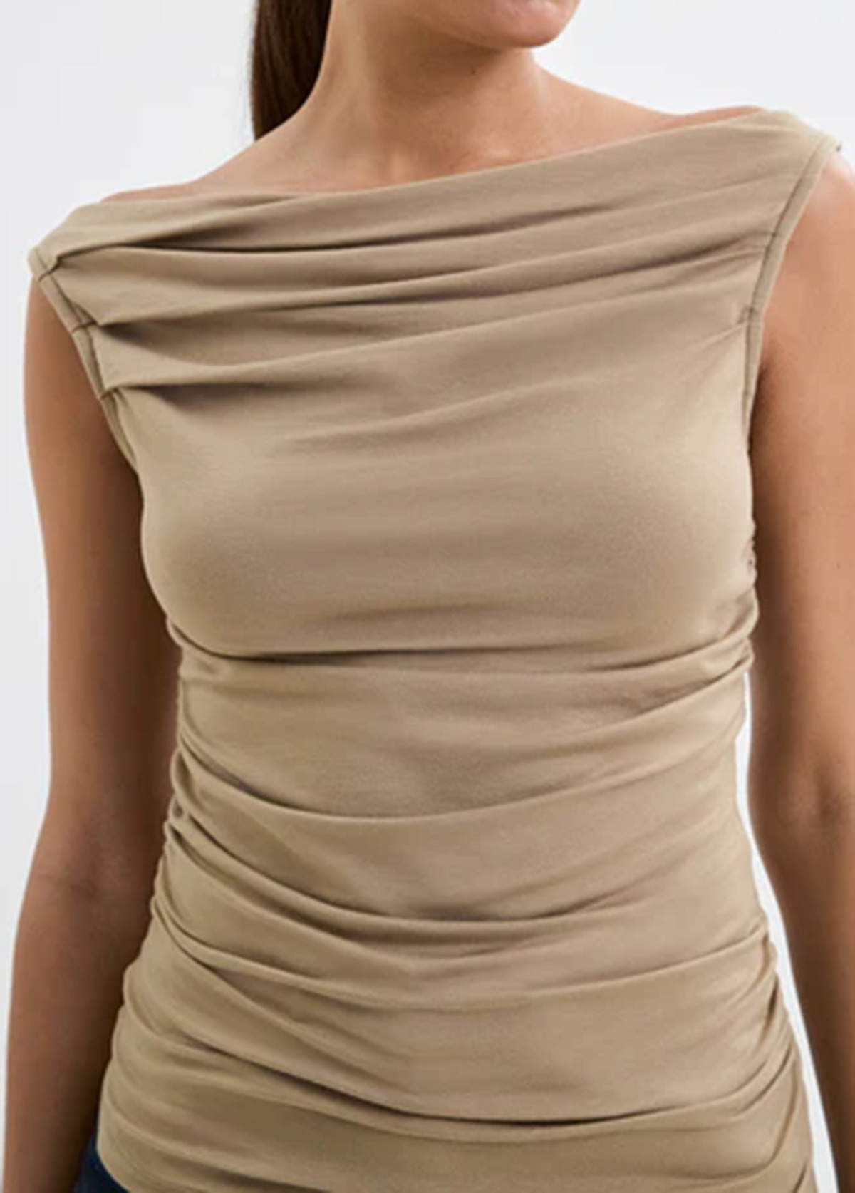 Modern Elasticity Waisted Slimming Pleated Sleeveless Top