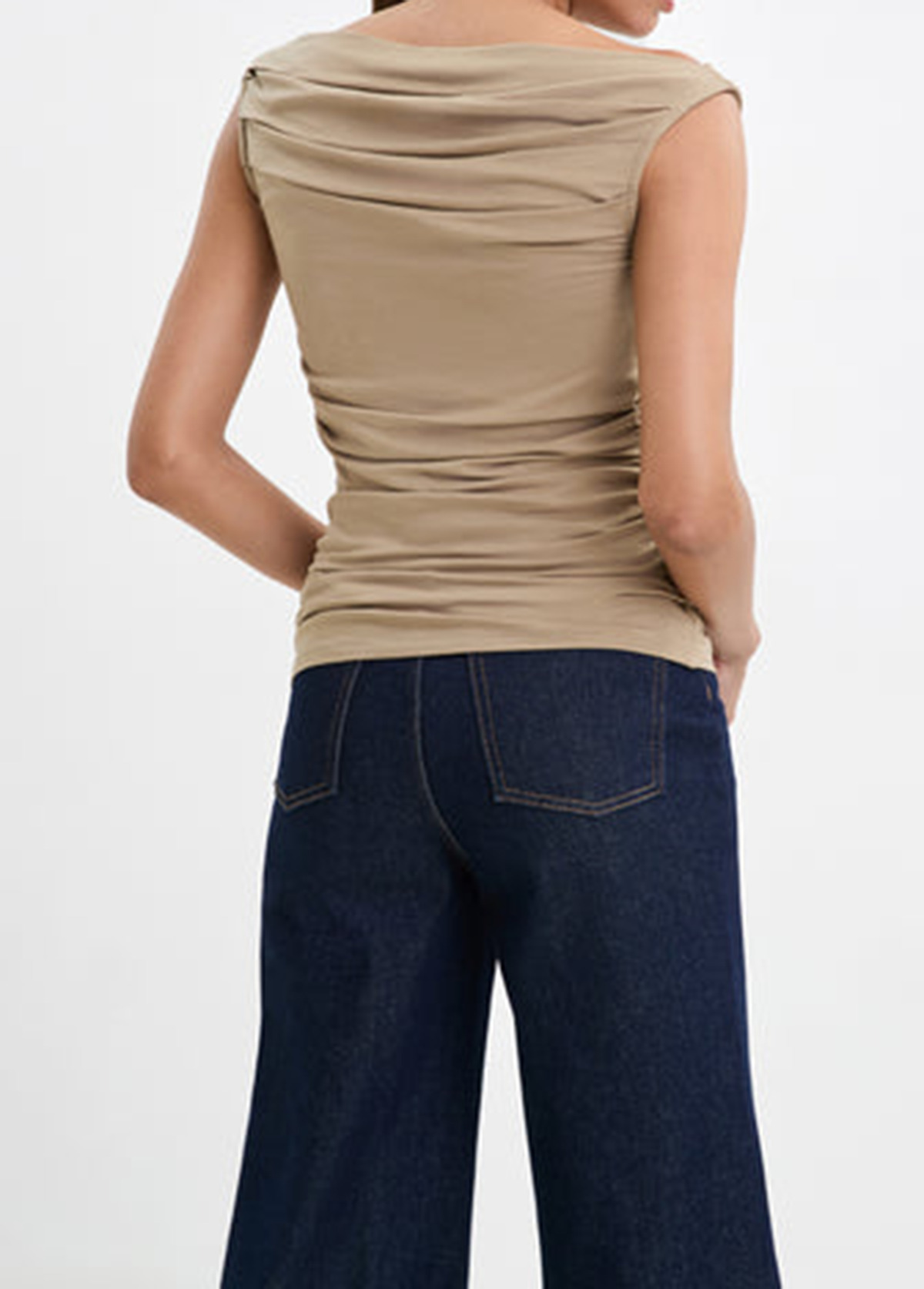 Modern Elasticity Waisted Slimming Pleated Sleeveless Top