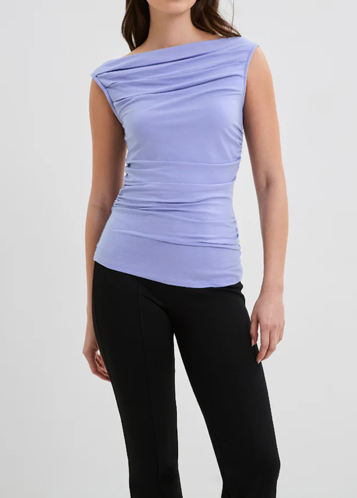 Modern Elasticity Waisted Slimming Pleated Sleeveless Top