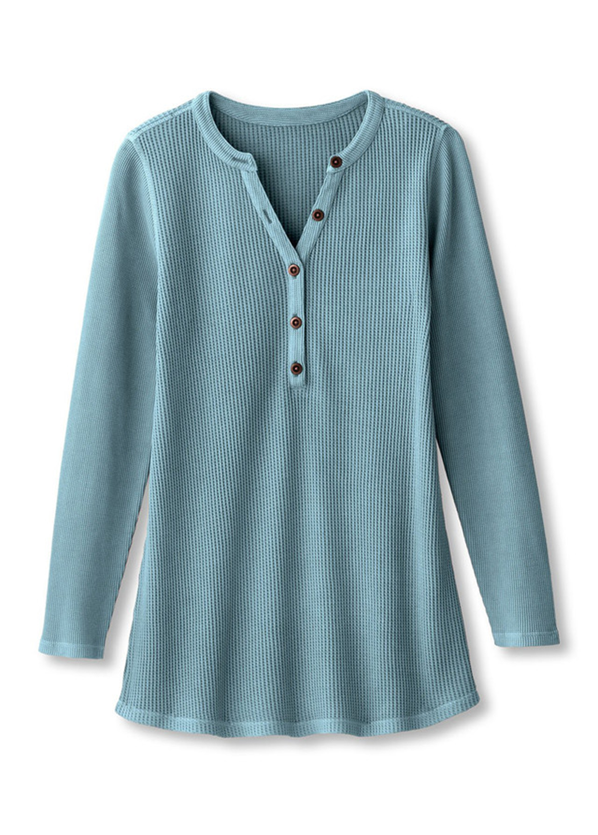 Waisted Slimming Embroidered Henley V-Neck Tunic