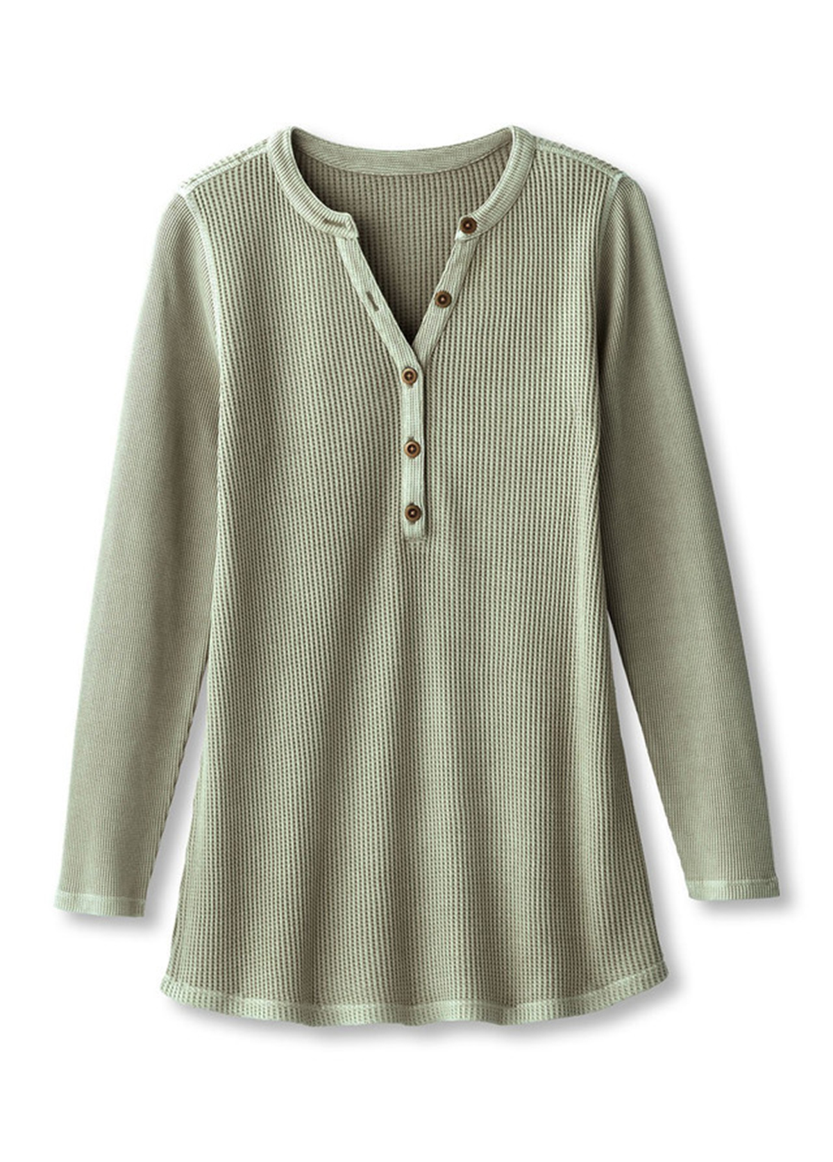 Waisted Slimming Embroidered Henley V-Neck Tunic