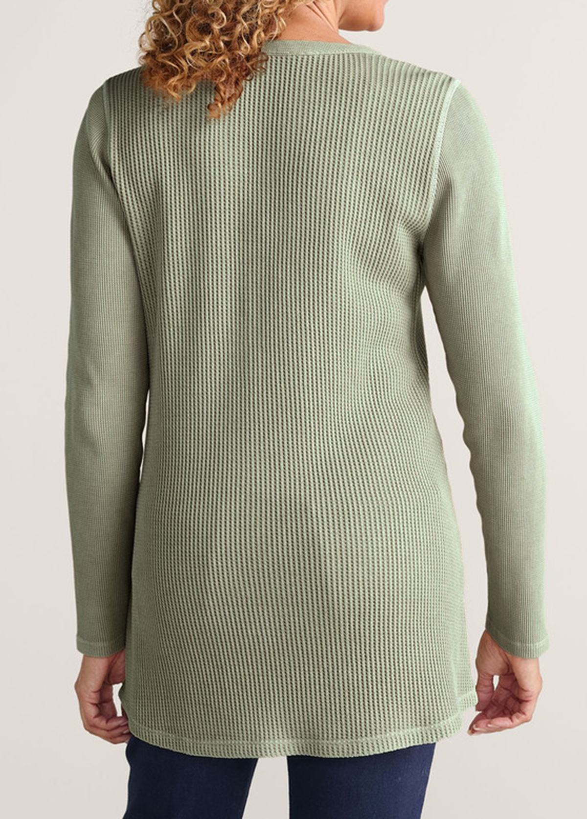 Waisted Slimming Embroidered Henley V-Neck Tunic