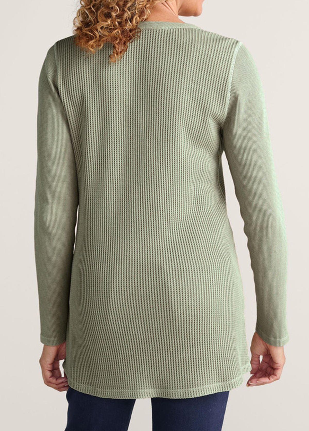 Waisted Slimming Embroidered Henley V-Neck Tunic