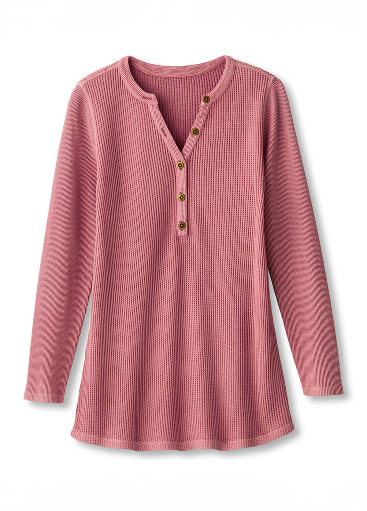 Waisted Slimming Embroidered Henley V-Neck Tunic