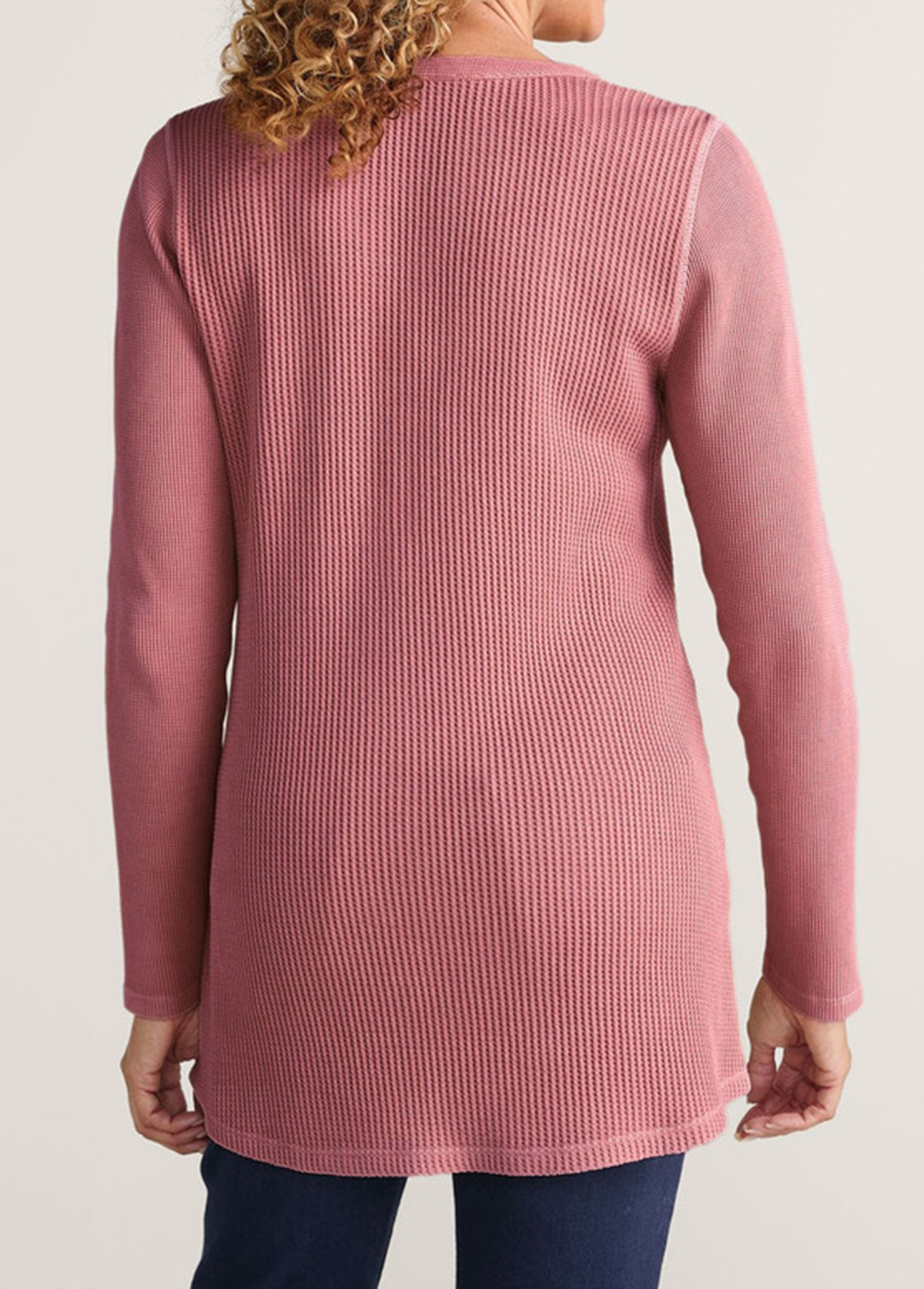 Waisted Slimming Embroidered Henley V-Neck Tunic