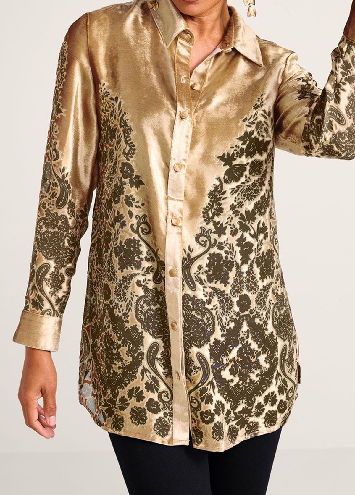 Glossy Velvet Floral Burnout Big Tunic