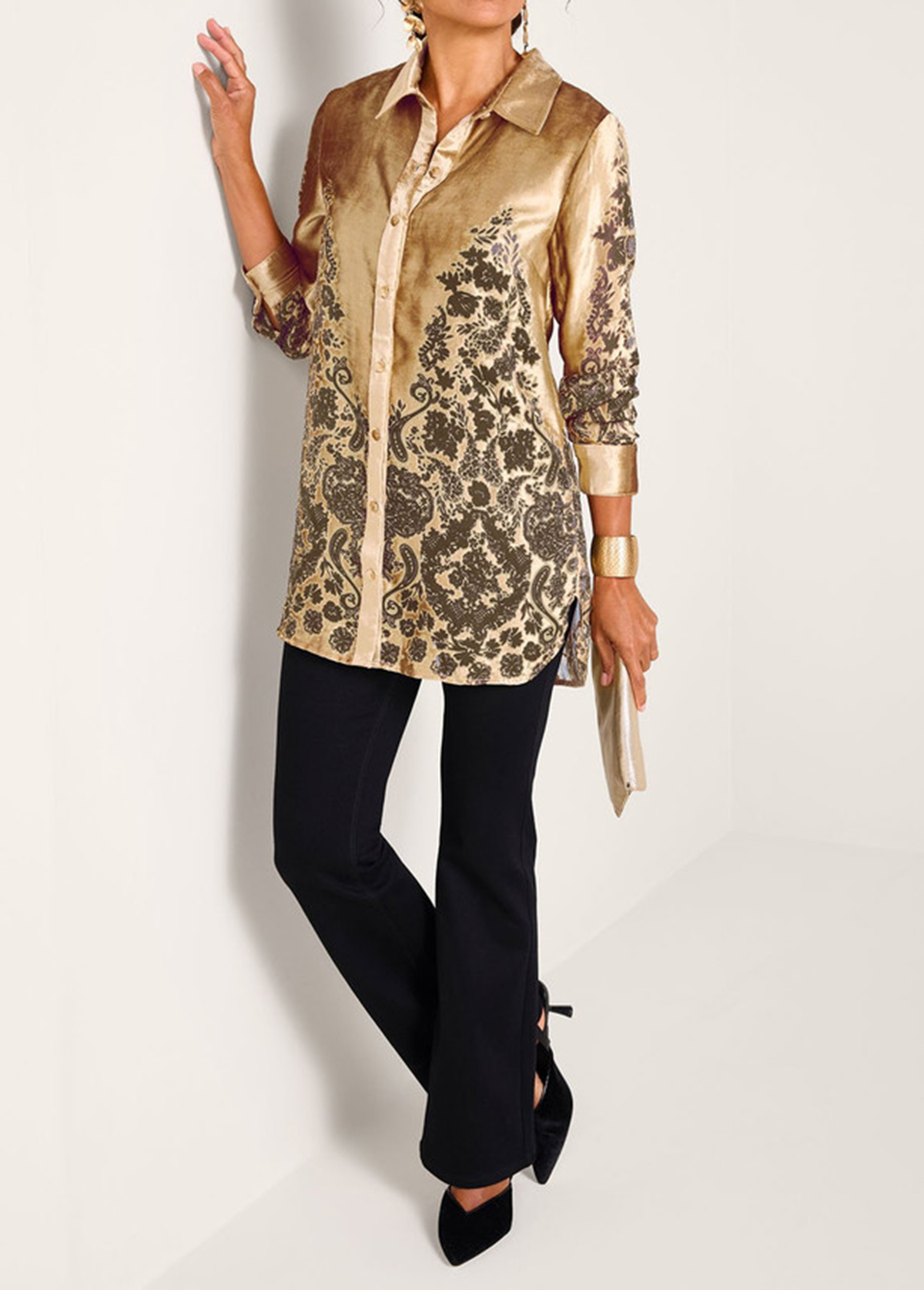 Glossy Velvet Floral Burnout Big Tunic