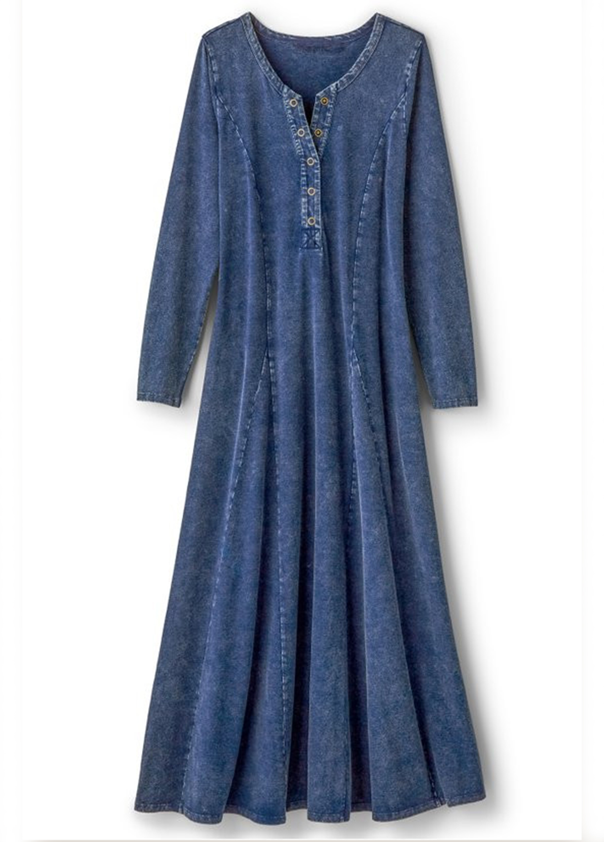 Waisted Slimming Knit Denim Maxi Dress