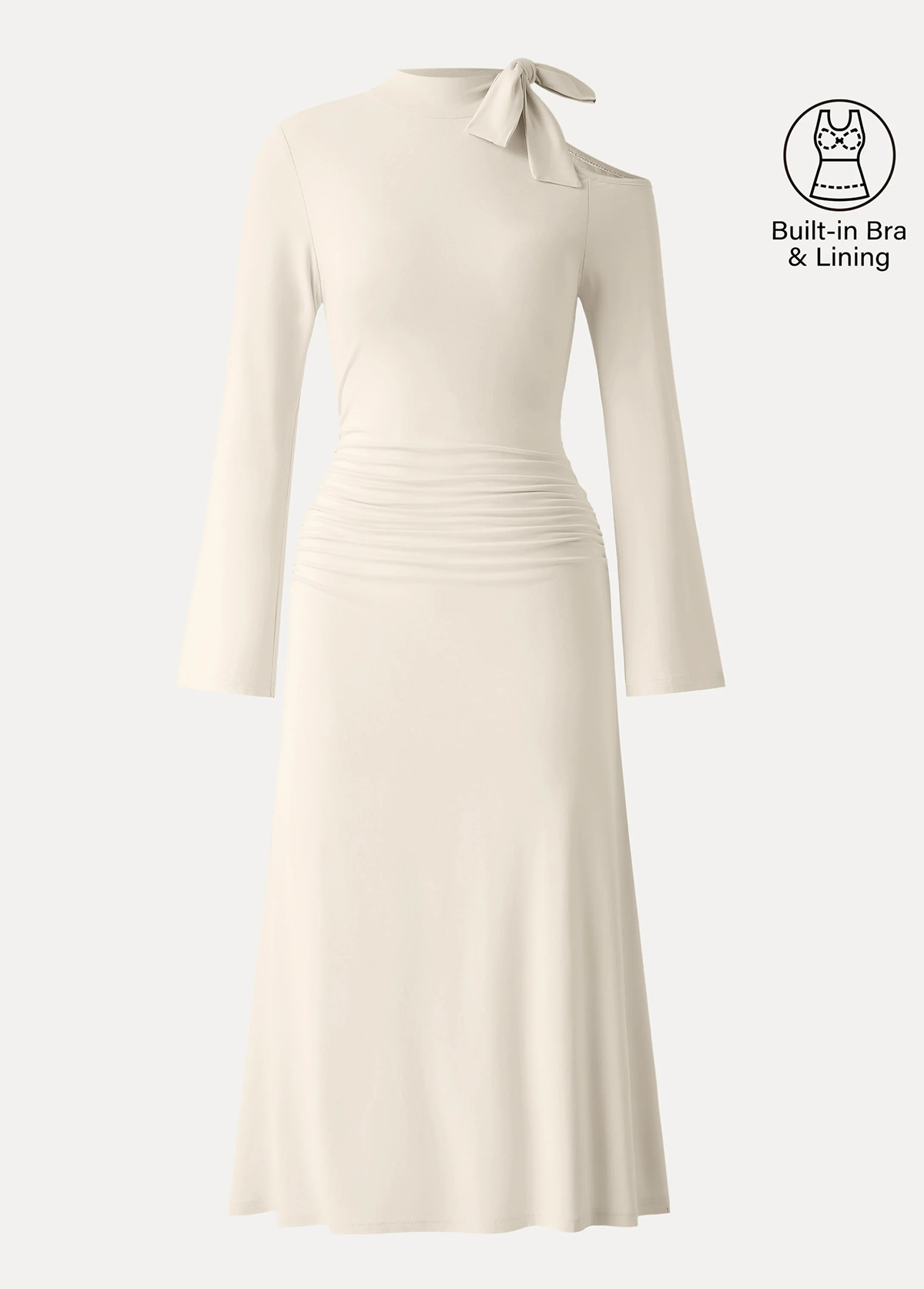 Women's dress | Waisted Slimming Mockneck Cutout Shoulder Ruched Brami Dress |ladyboutiquebd