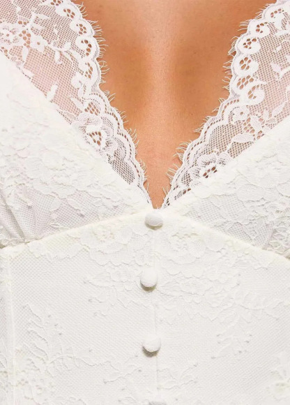 Built-In Bra Waisted Slimming Boho Floral Lace Front Slit Maxi Dress