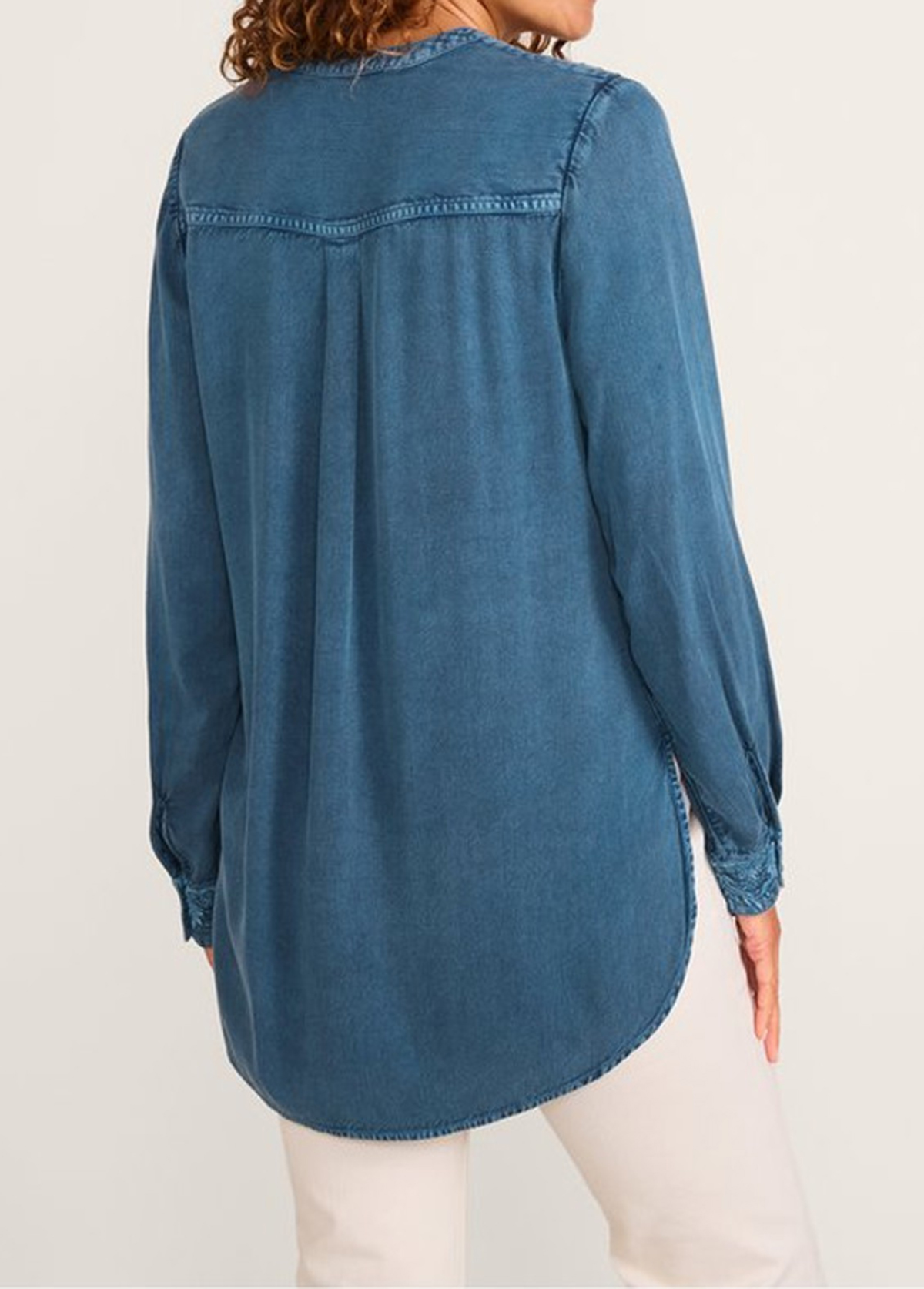 Embroidered Floral Denim High-Waist Slimming Tunic