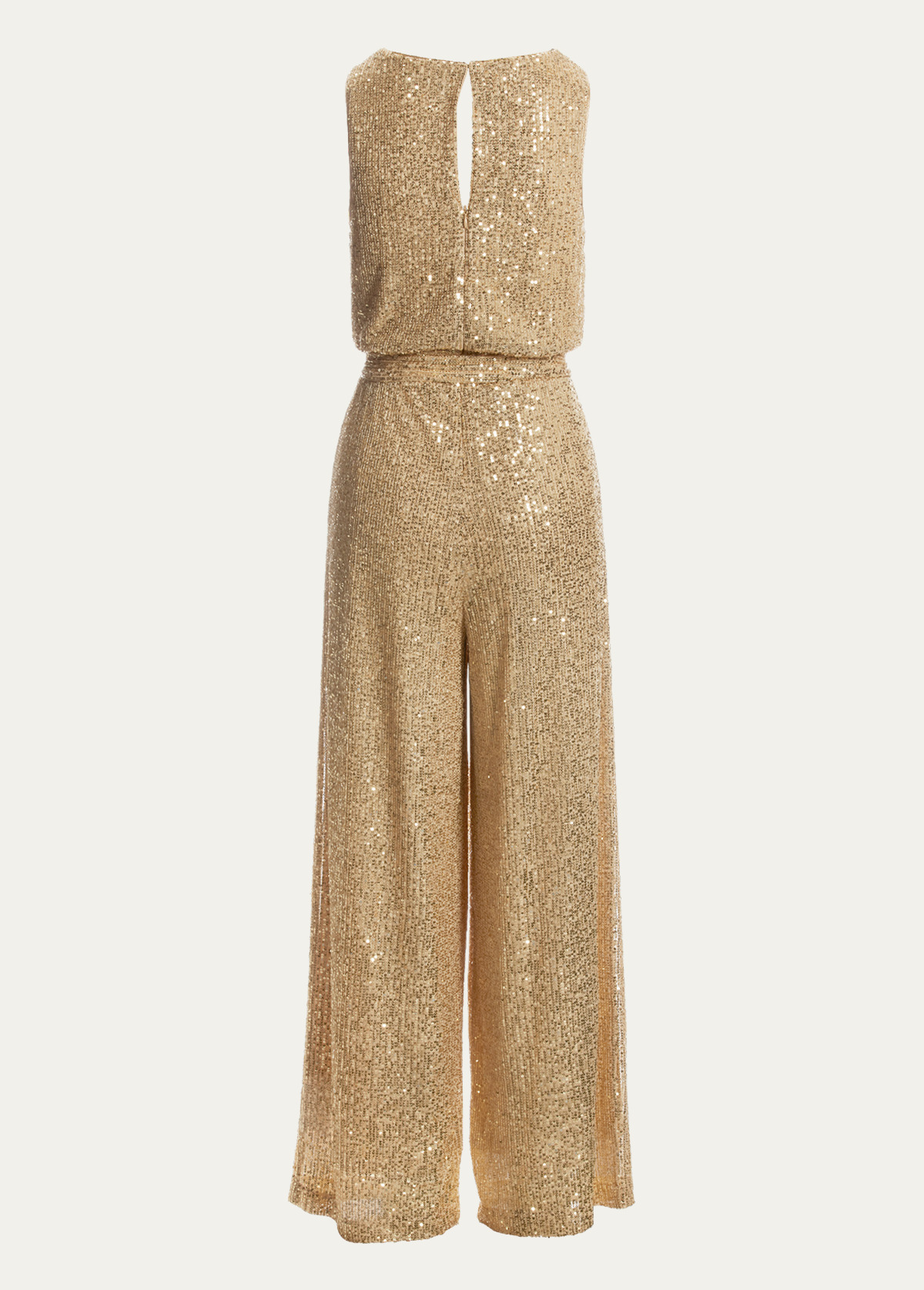 High-Waist Slimming Sequin Cowl Draped Jumpsuit