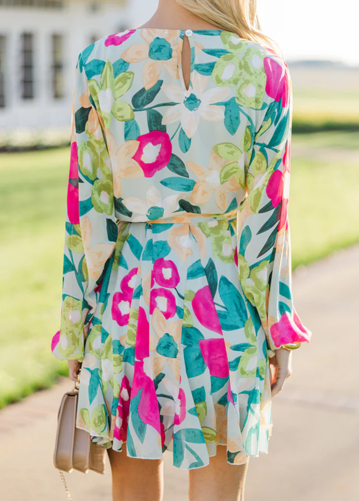 Romantic Flowy Floral Waisted Slimming Dress