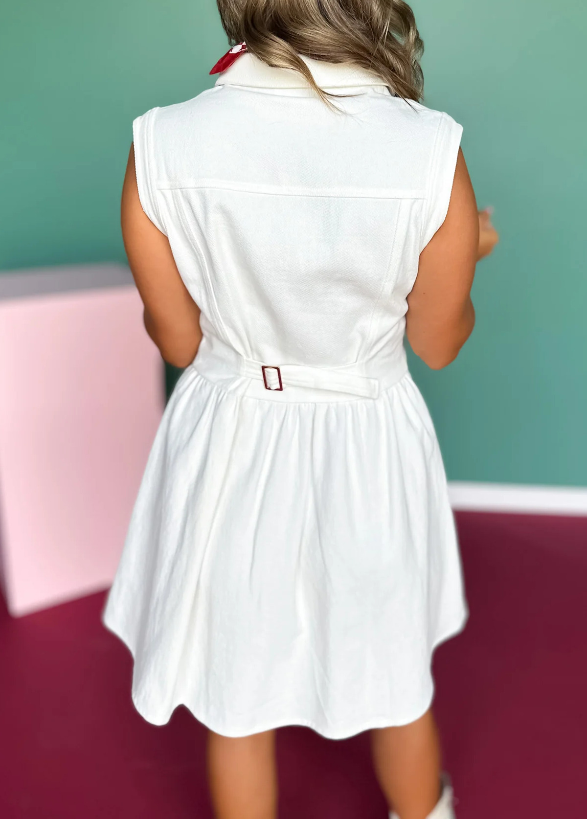 Waisted Slimming Denim Button-Down Tunic