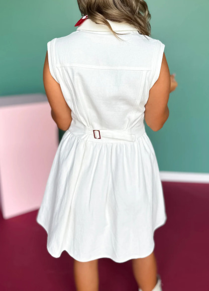 Waisted Slimming Denim Button-Down Tunic