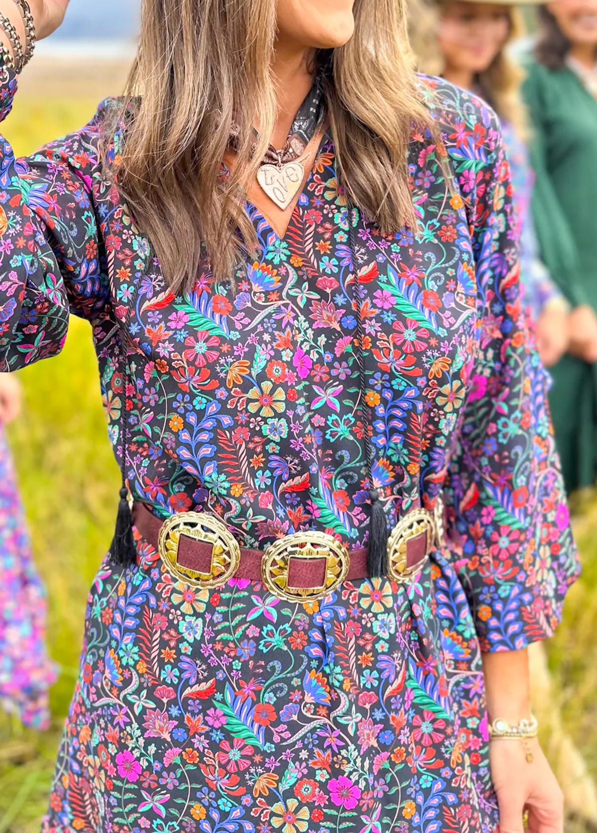 Flowy Pastoral-Style Floral Print Cake Dress