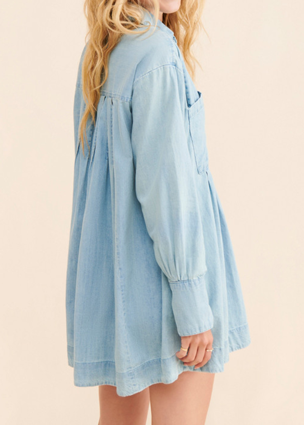 Casual High-Waist Slimming Denim Ruched Tunic
