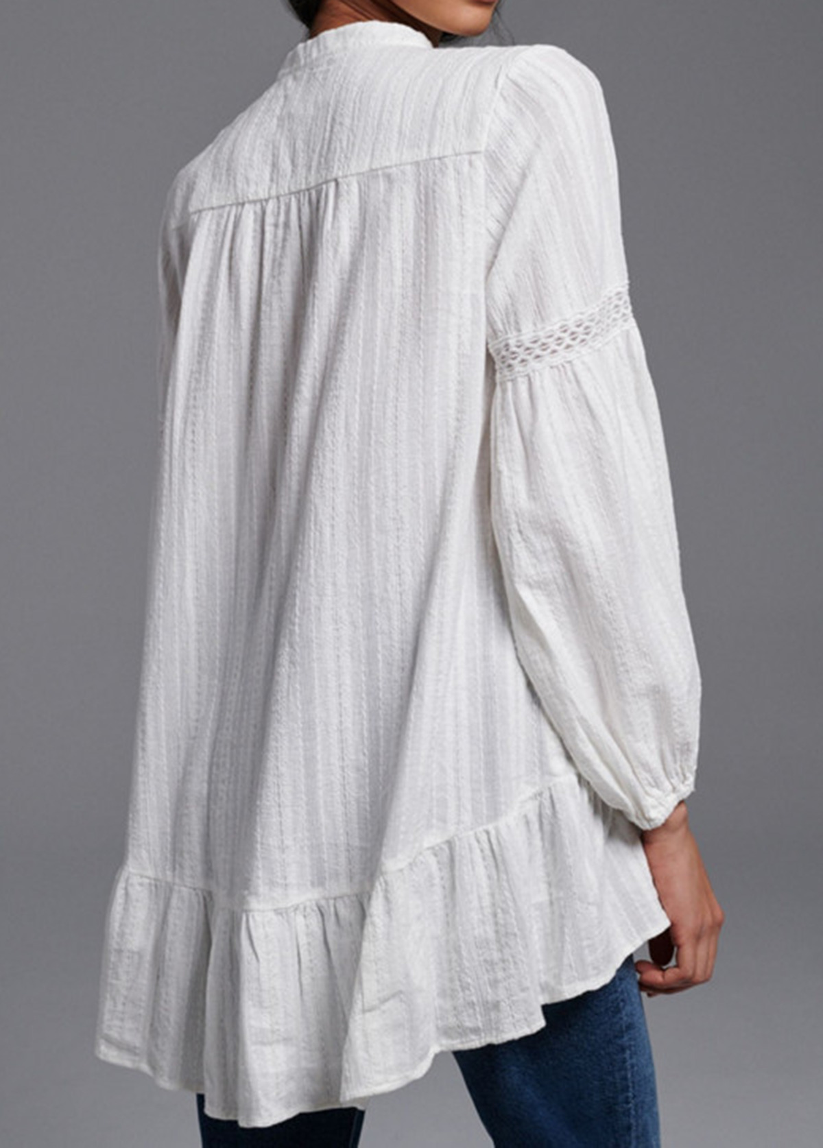 Bohemia Embroidered Lace Henley Tunic Blouse