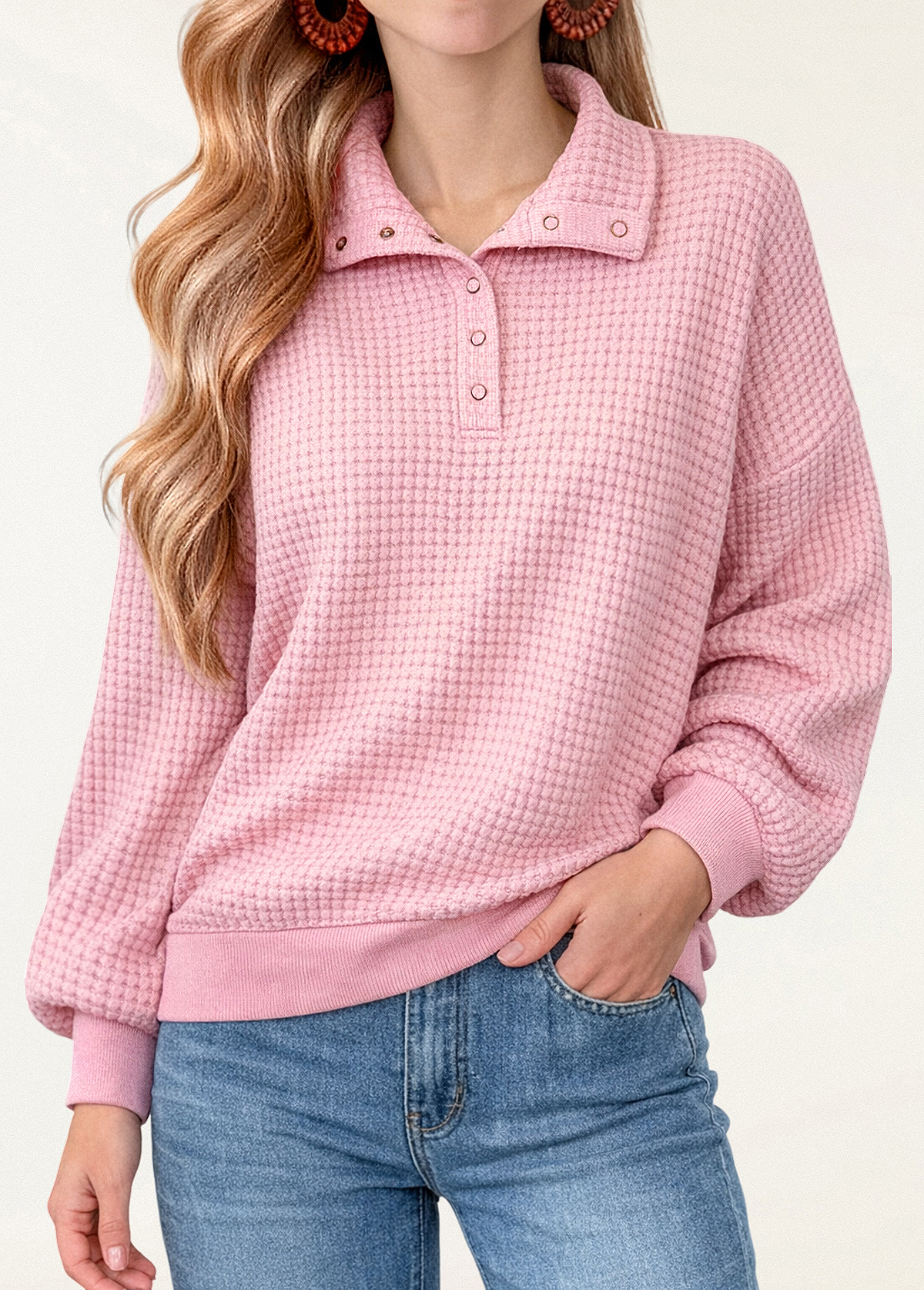 Soft And Breathable Waffle Knit Pullover