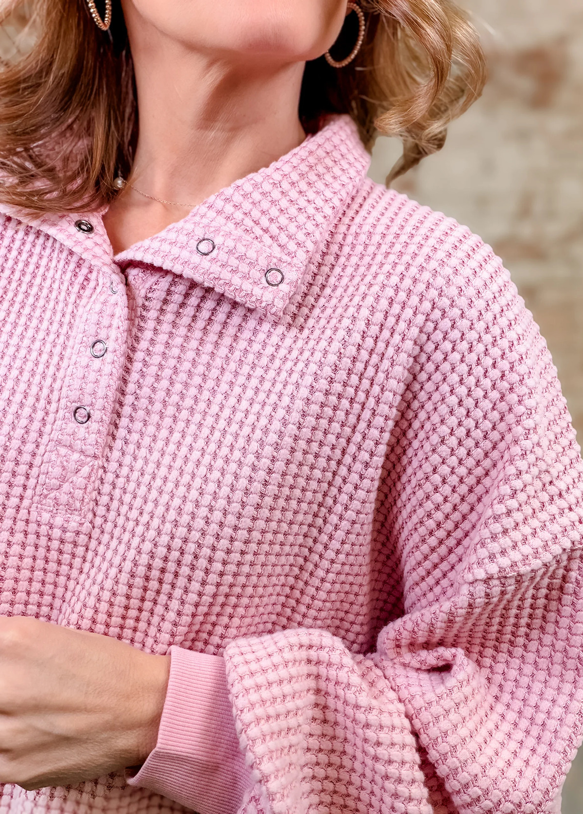 Soft And Breathable Waffle Knit Pullover