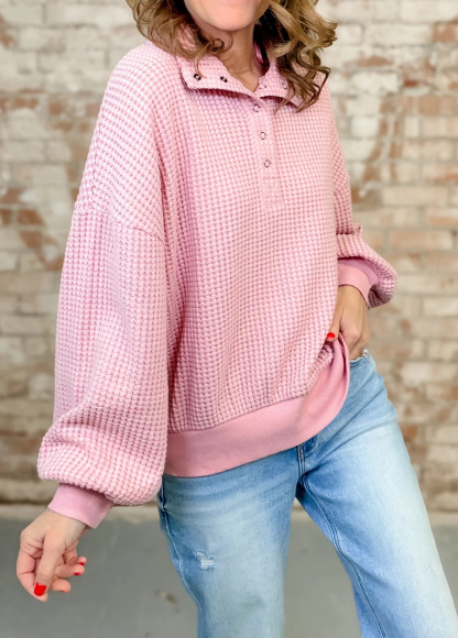 Soft And Breathable Waffle Knit Pullover
