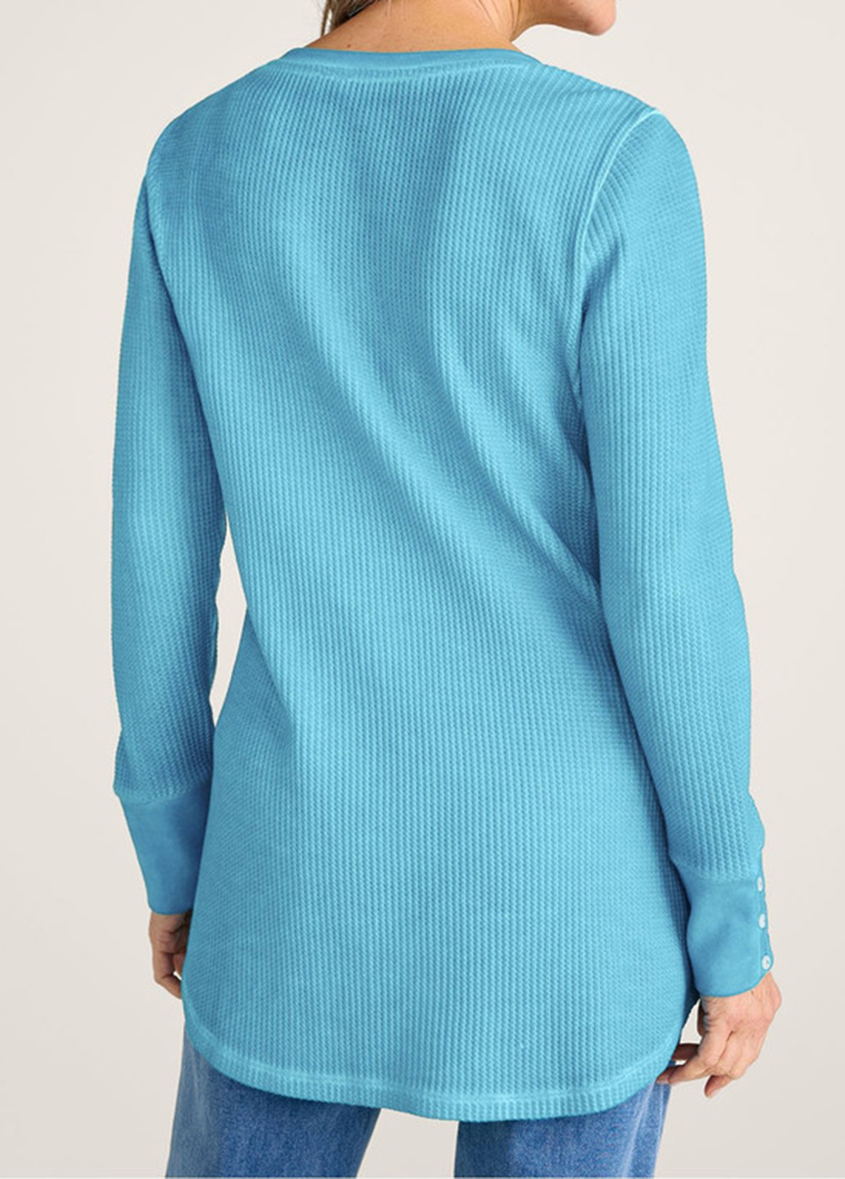 Classic Waffle Waisted Slimming Buttoned Cuffs Tunic