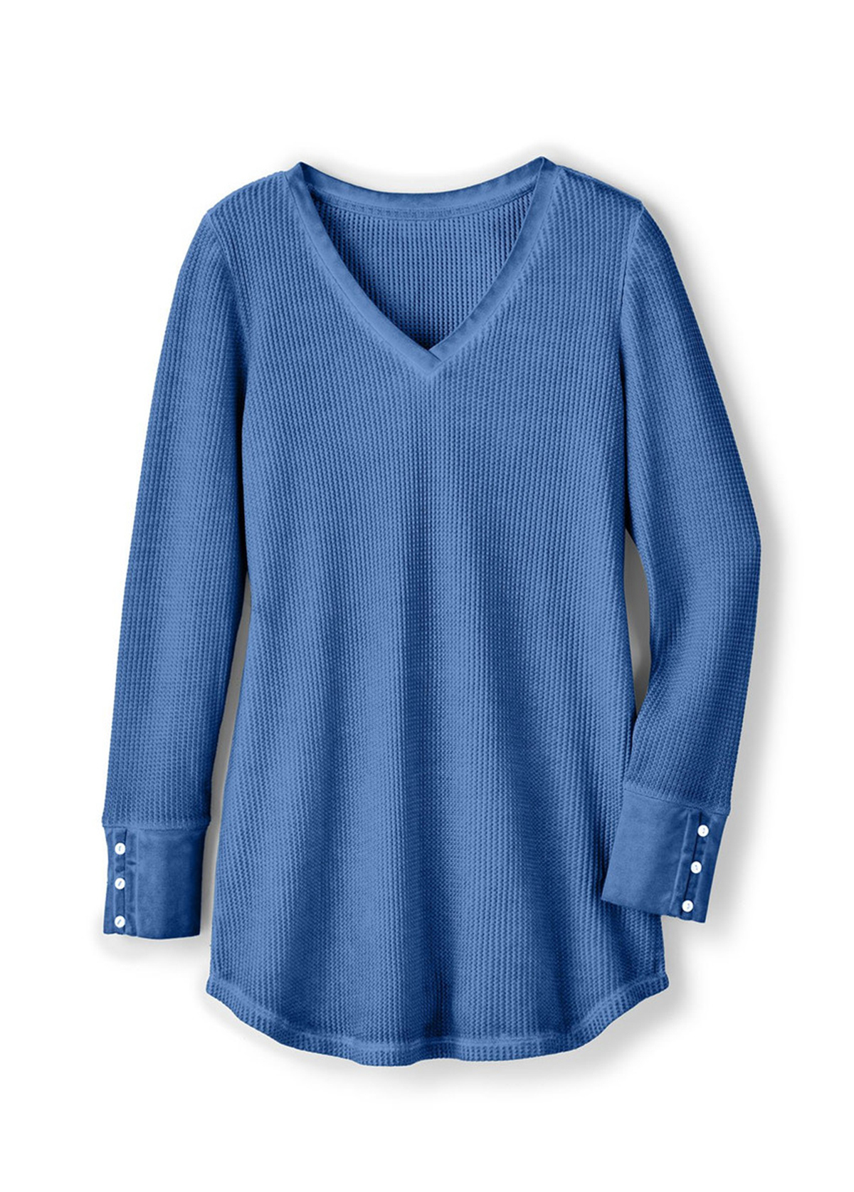 Classic Waffle Waisted Slimming Buttoned Cuffs Tunic