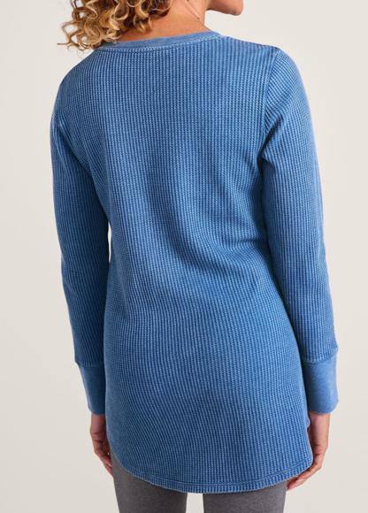 Classic Waffle Waisted Slimming Buttoned Cuffs Tunic