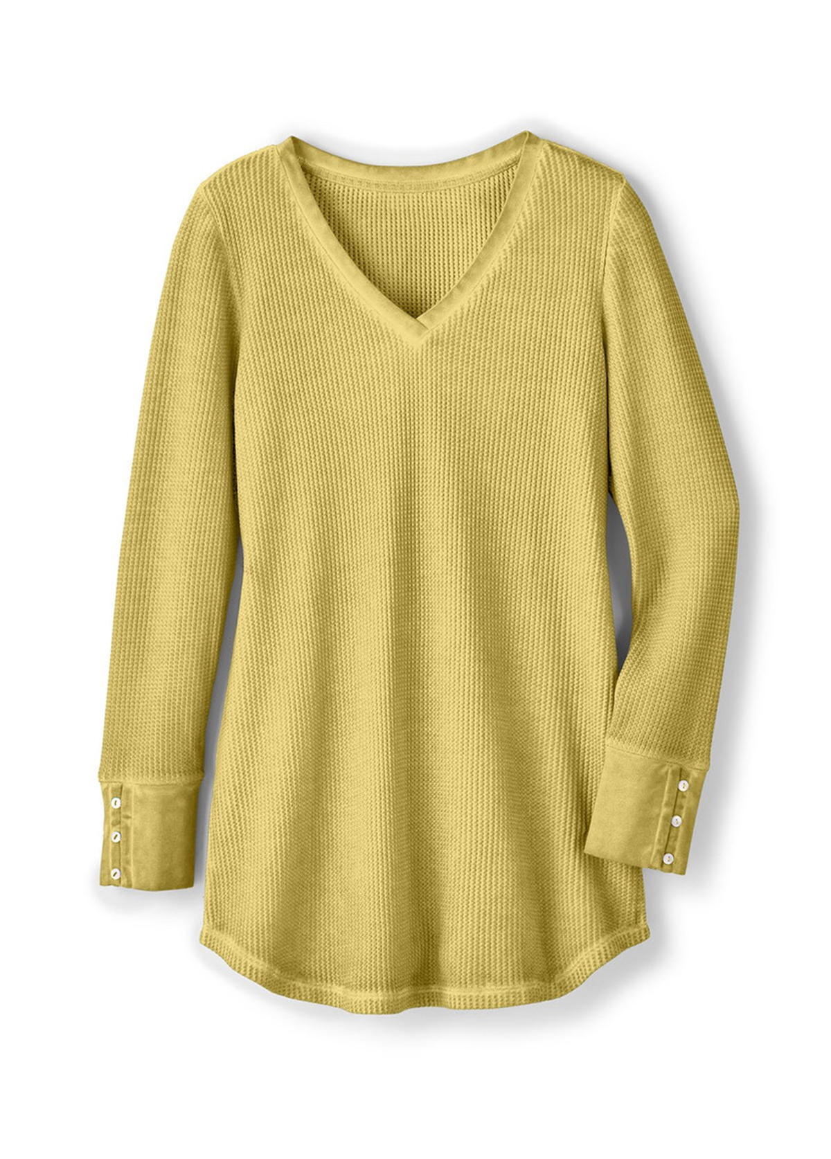 Classic Waffle Waisted Slimming Buttoned Cuffs Tunic