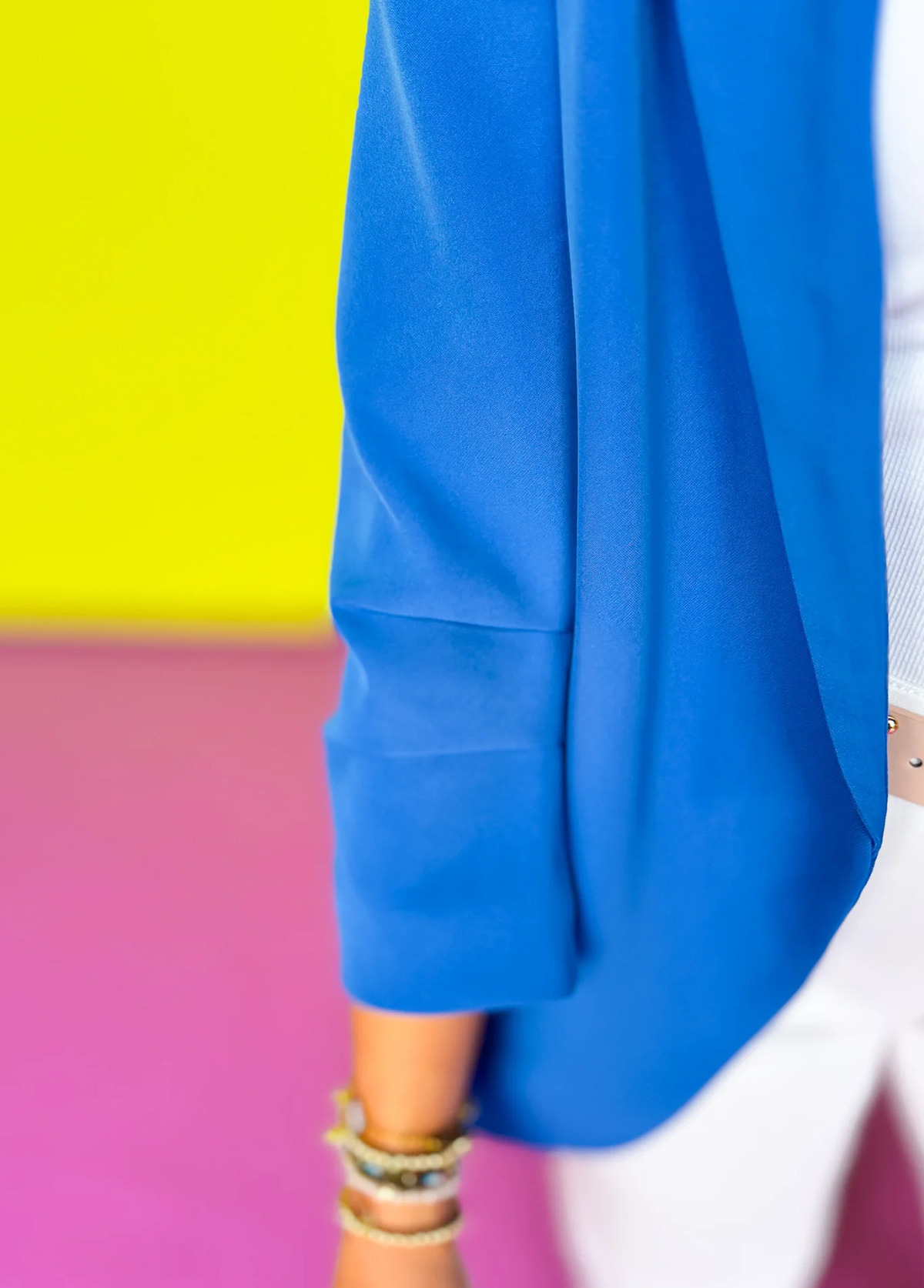 Waisted Slimming Ruched Contrasting-Lined Blazer